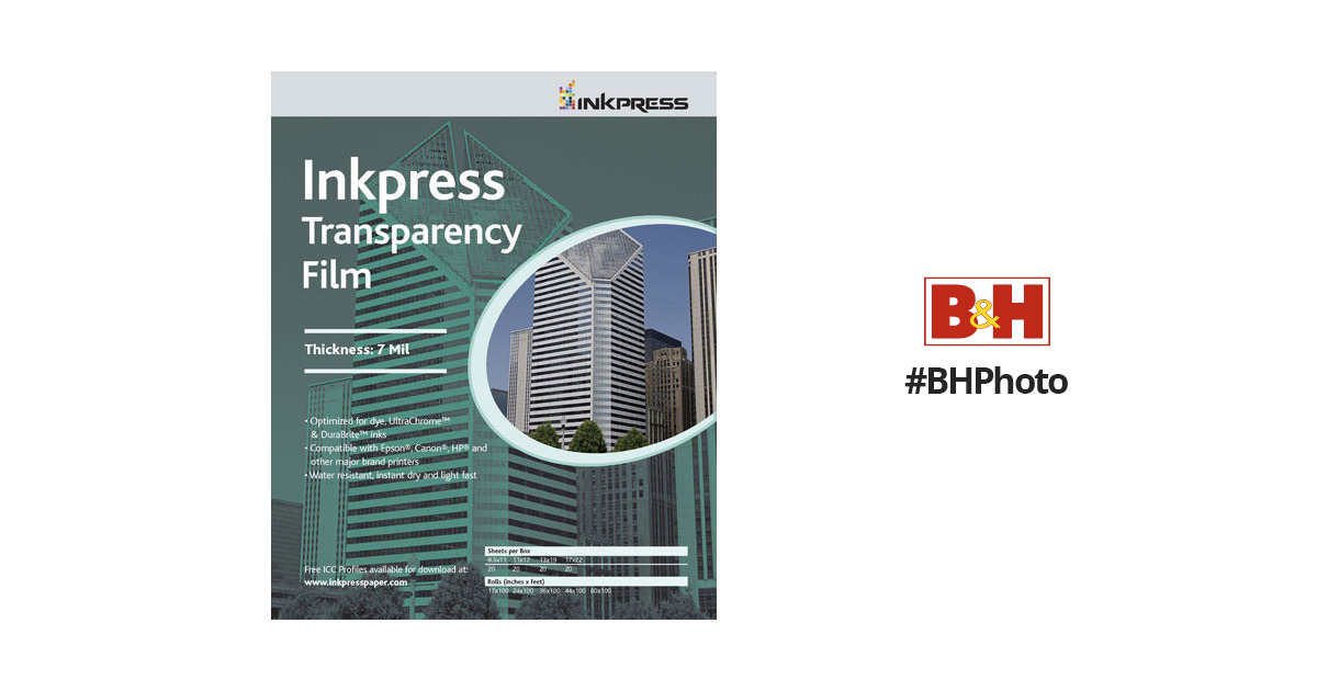 Inkpress Inkjet Transparency Film 11x17 50 Sheets 
