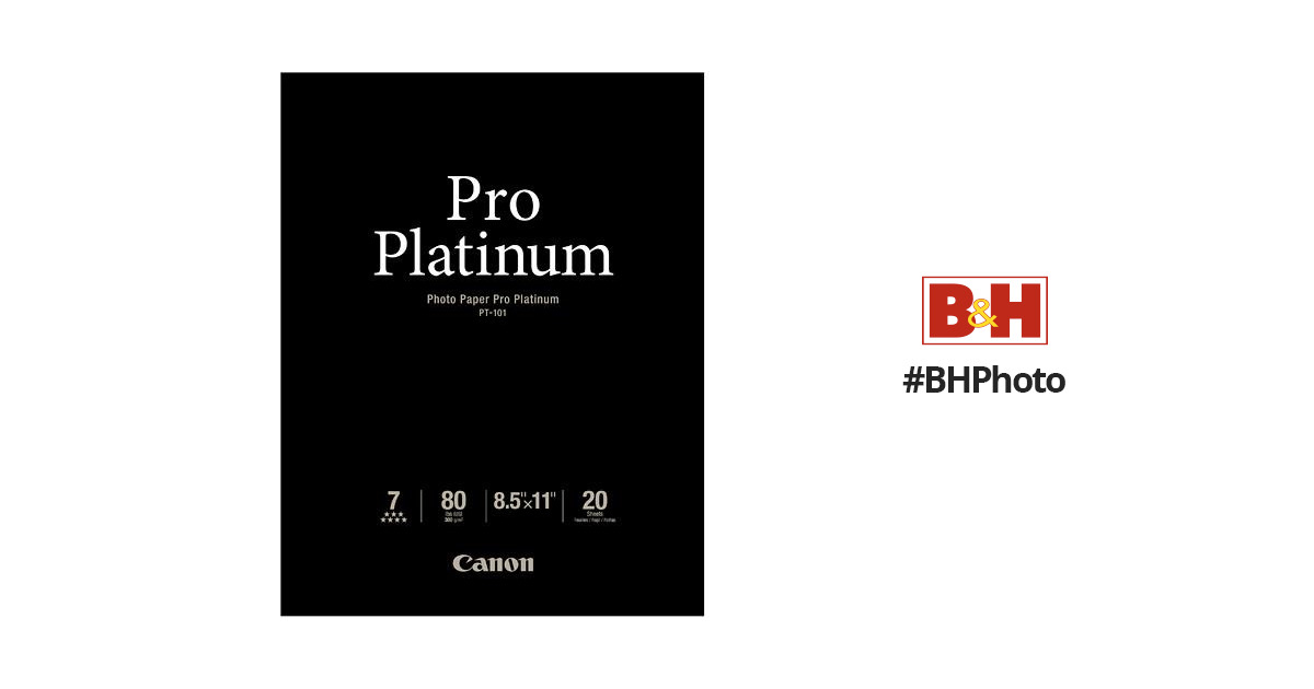 Canon Photo Paper Pro Platinum 8.5 x 11 Inches 20 Sheets 2768B022