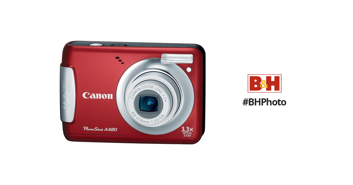 Canon PowerShot A480 - Cámara digital de 10 MP con zoom óptico de 3,3 xy  LCD de 2,5 pulgadas (rojo profundo)