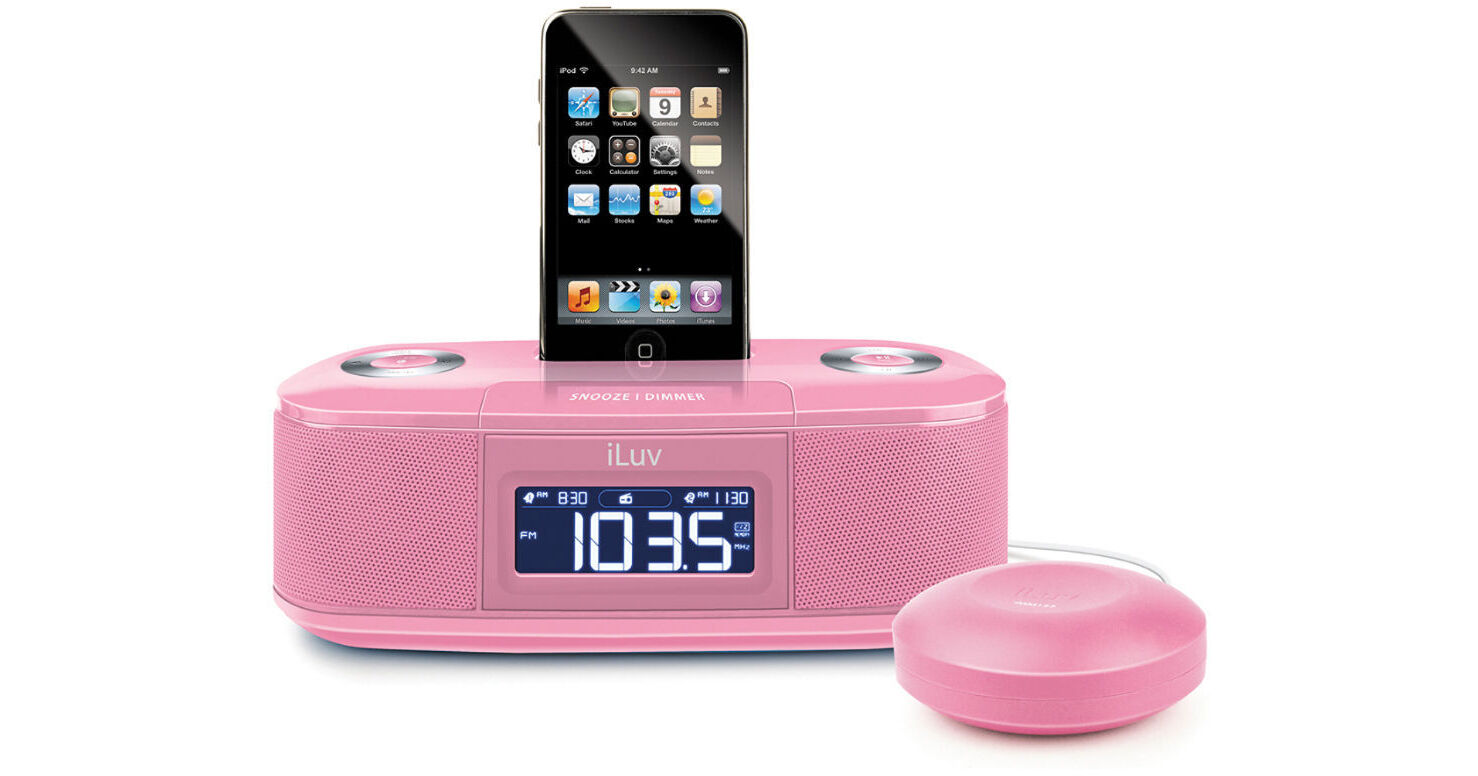 iLuv iMM153 Desktop Alarm Clock with Bed Shaker IMM153PNK B&H