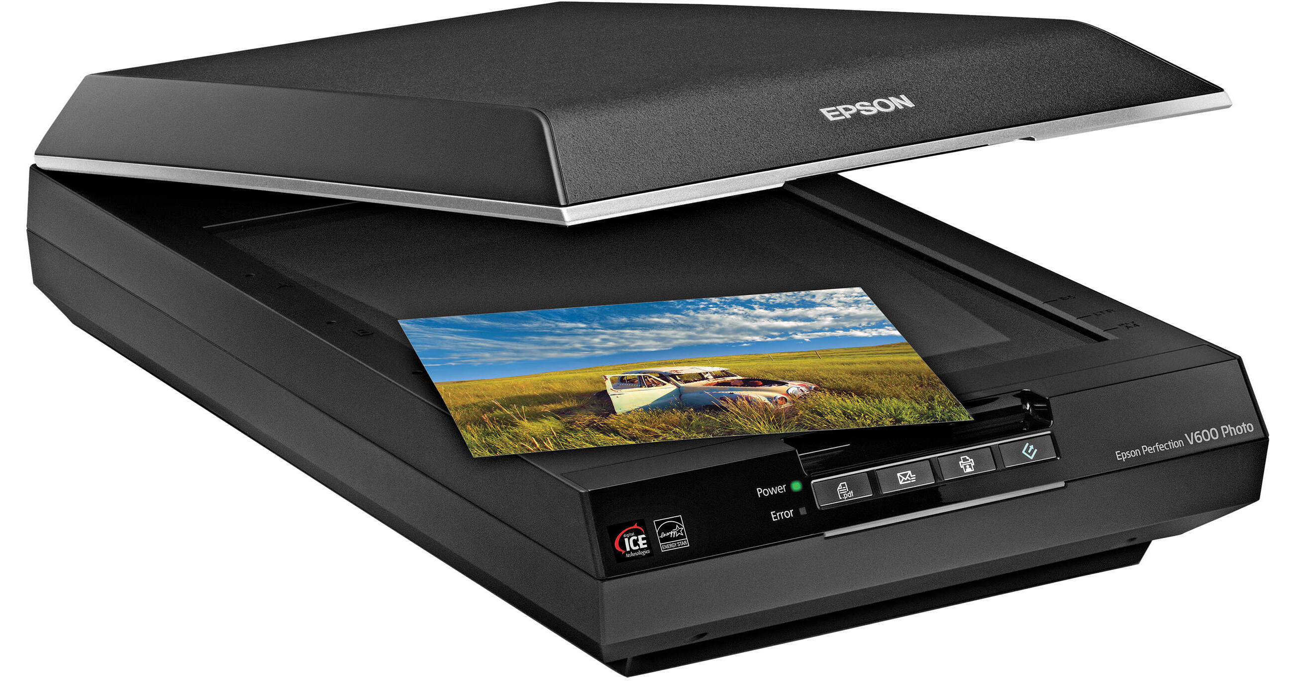 Epson Perfection V600 Photo Color Scanner, 6400 x 9600 dpi, Black