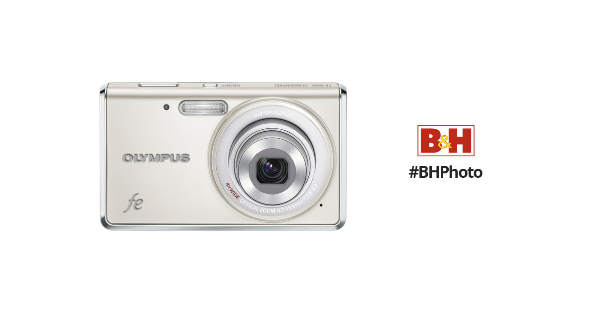 Olympus FE-4020 Digital Camera (Pearl White) 227505 B&H Photo
