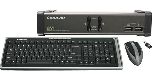 IOGEAR 2-Port DVI KVMP Switch with Cables, Wireless Keyboard, and Wireless  Mouse