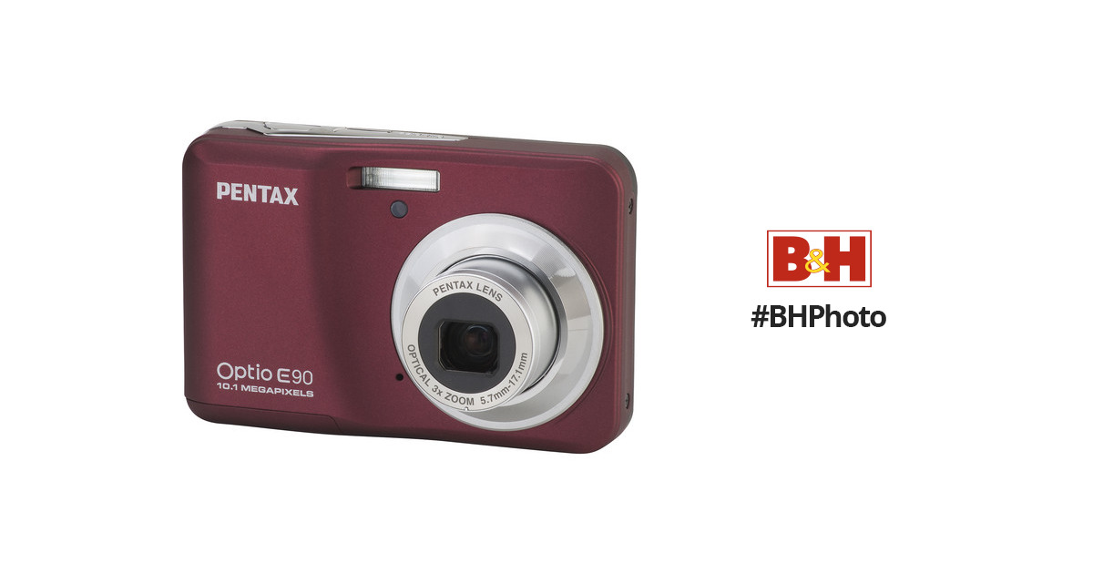 Pentax Optio E90 Digital Camera (Wine Red) 17916 B&H Photo Video