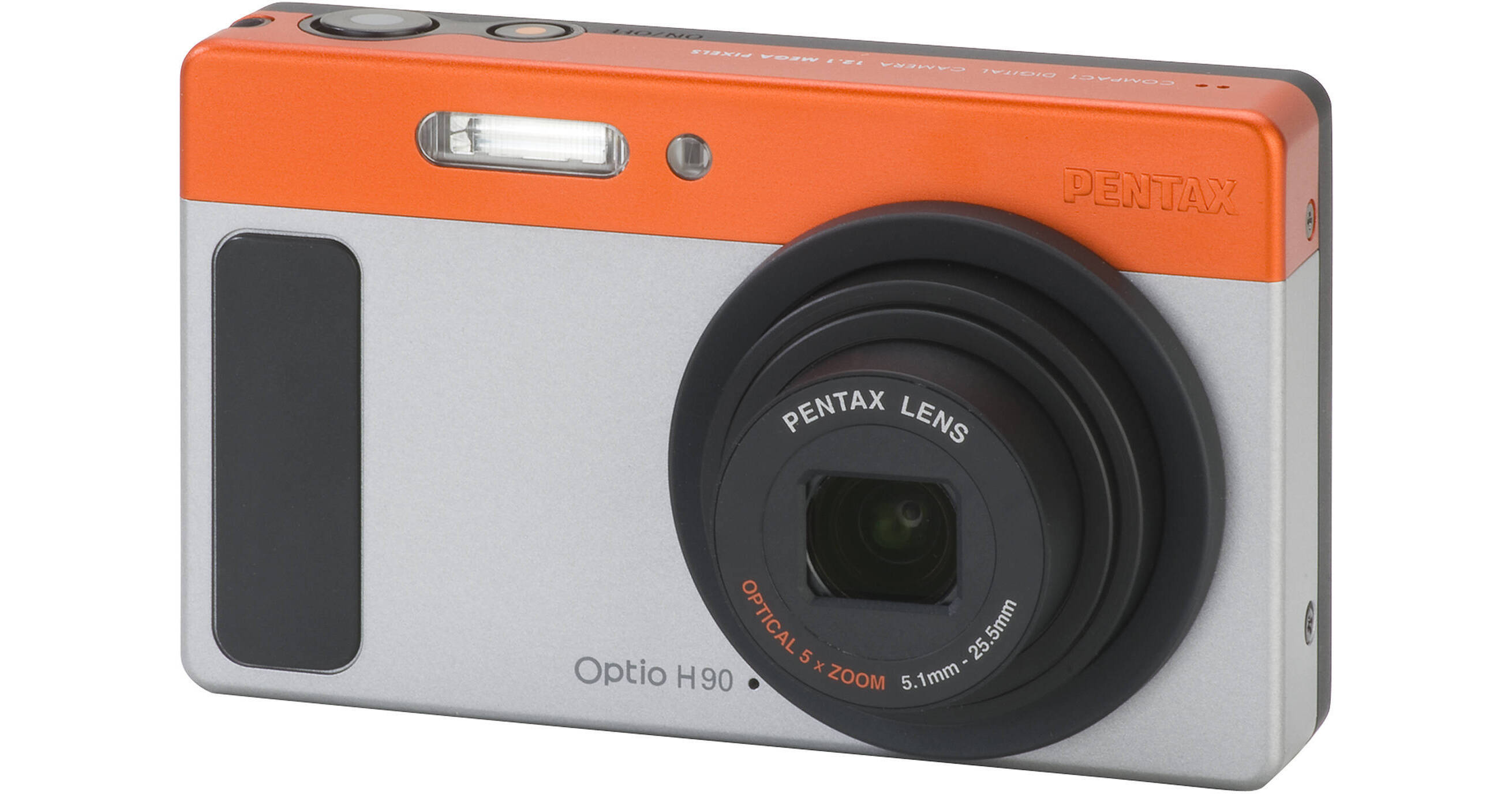 Pentax Optio H90 Digital Camera (Silver / Orange) 16486 B&H