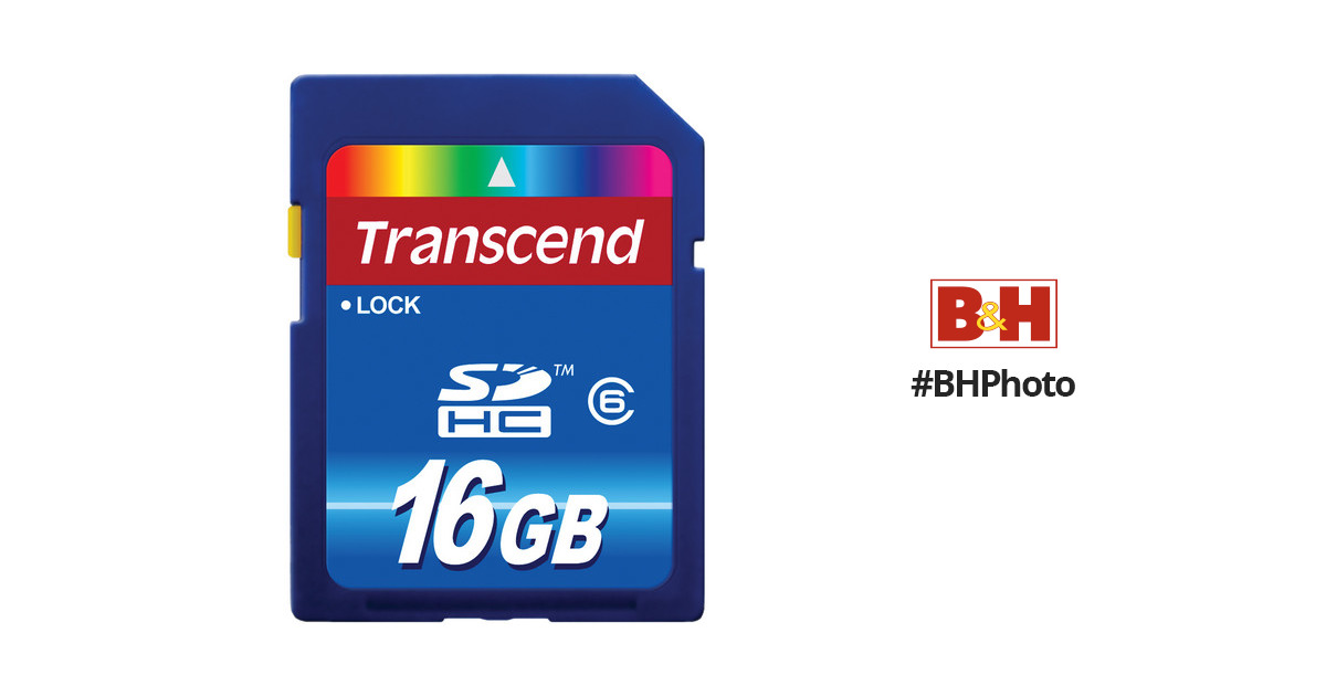 Transcend 16GB SDHC Memory Card Class 6 TS16GSDHC6 B&H Photo