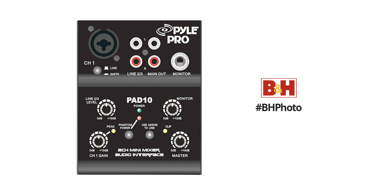 Pyle Pro PAD10MXU 2-Channel Mixer and USB Audio Interface PAD10