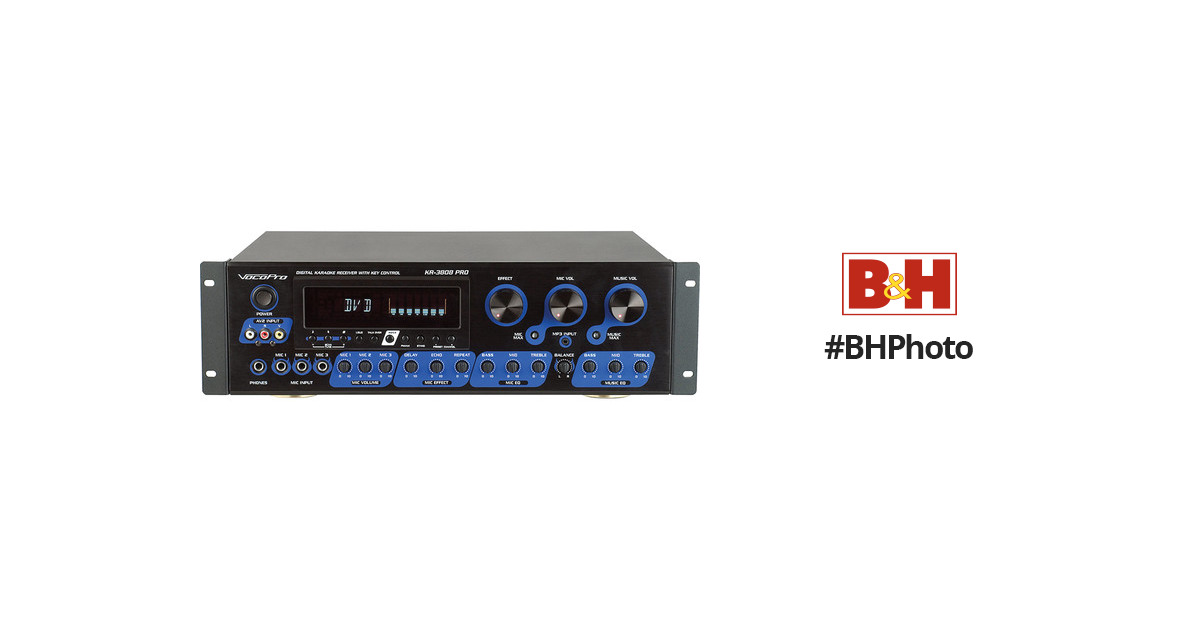 VocoPro ASP-3808-II KTV Karaoke Mixing Amplifier with Speakers & Stands