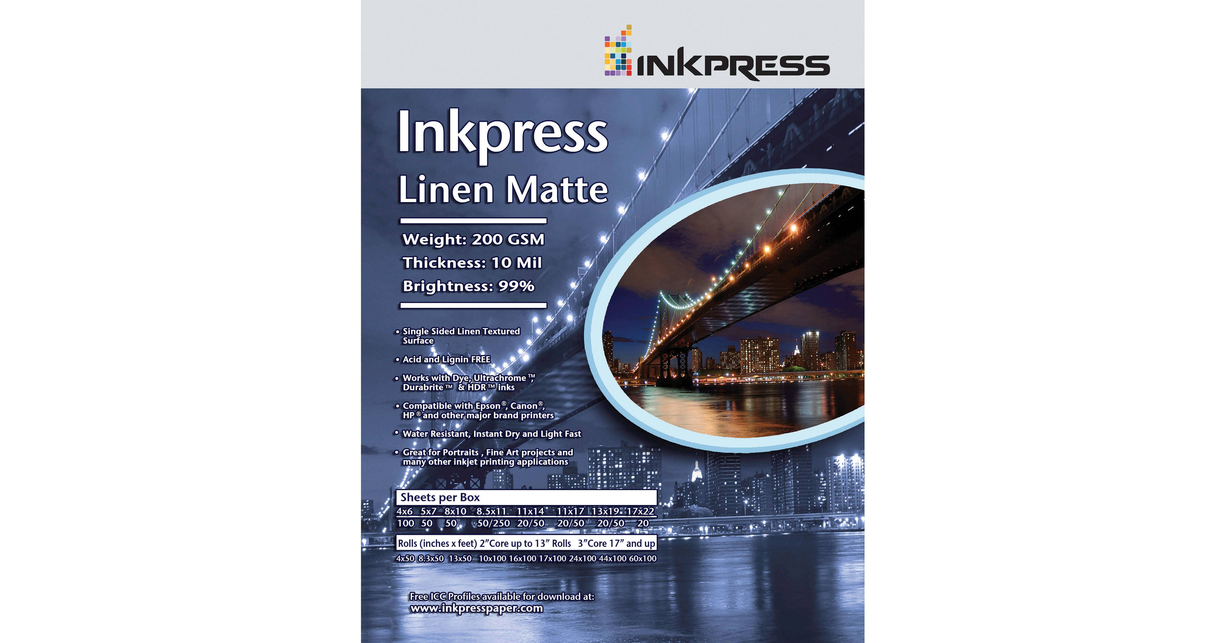 Inkpress Media Linen Matte Inkjet Paper LM111750 B&H Photo Video