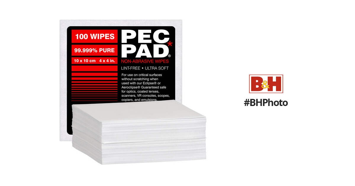 PEC-PAD Lint Free Wipes 4”x4” Non-Abrasive Ultra Soft Cloth for Cleaning  Sensitive Surfaces like Camera, Lens, Filters, Film, Scanners, Telescopes