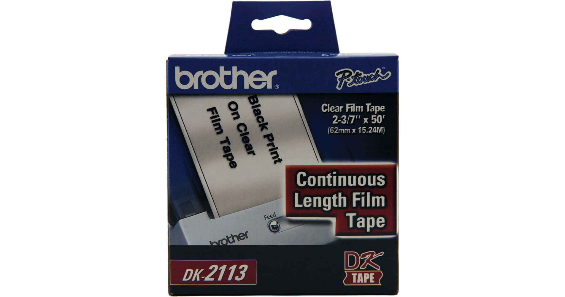 Brother Black Print on Clear Tape (23/7" x 50') DK2113 B&H