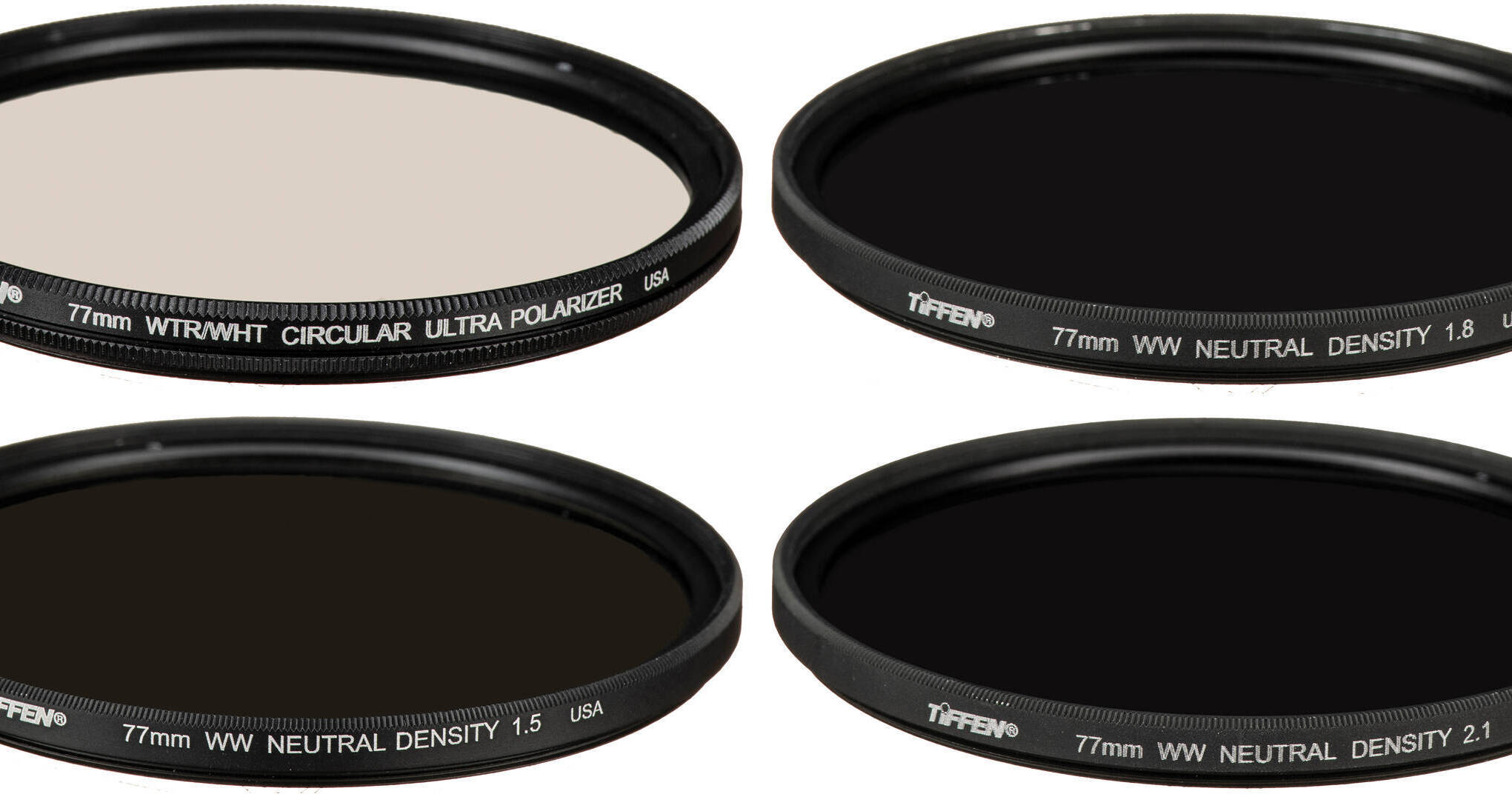 Tiffen 77mm Indie Plus HV Filter Kit (1.5, 1.8, 2.1 Neutral Density and  Ultra Circular Polarizer Filters)