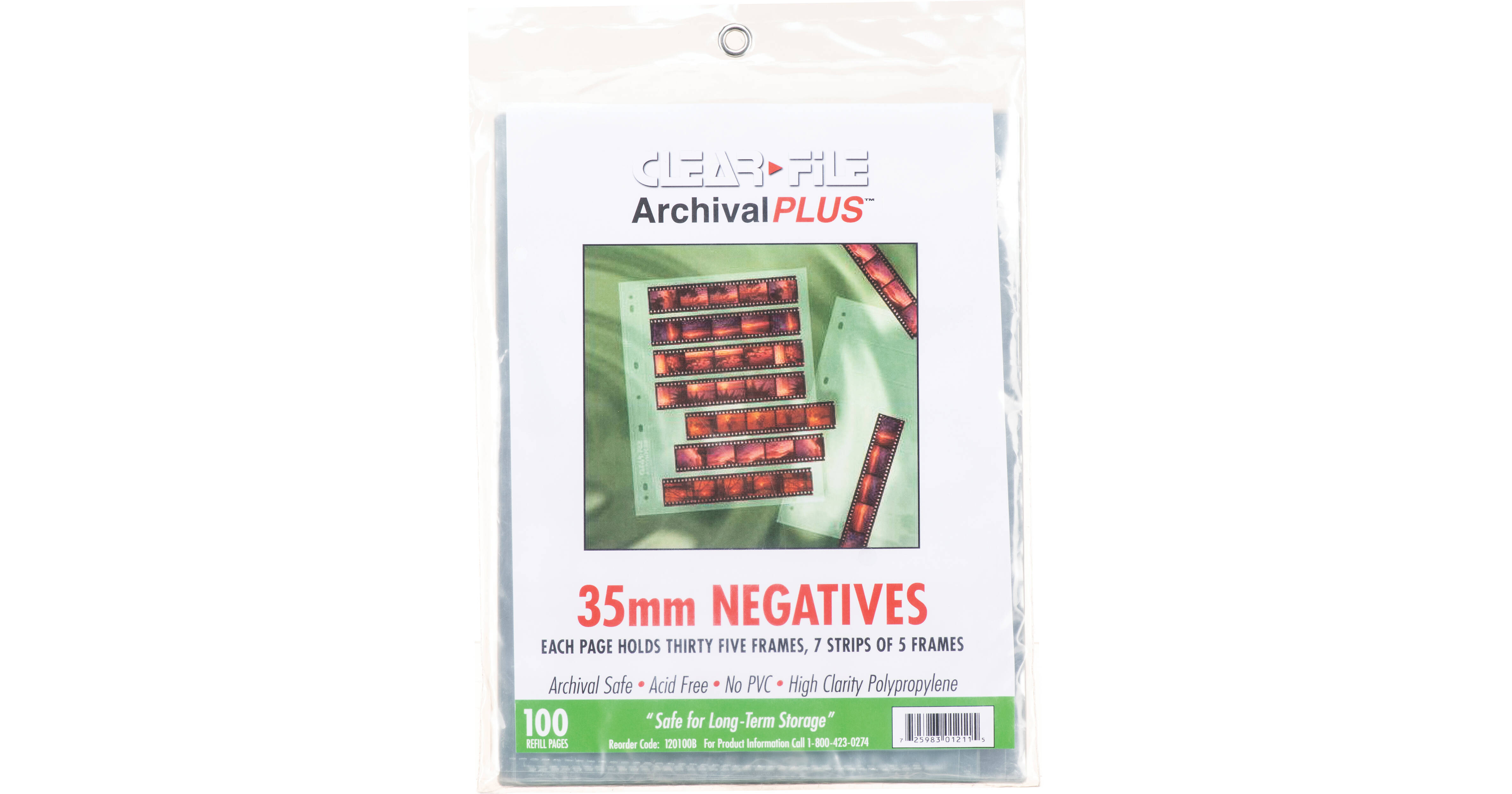 ClearFile Archival Plus Negative Page, 35mm, 7-Strips of 120100B