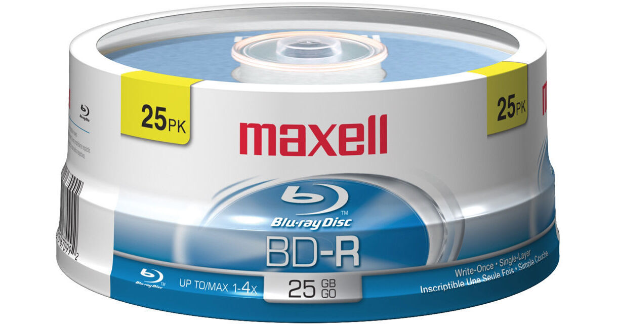 Maxell BD-R SL Write Once Blu-ray Recordable Disc 631015 B&H