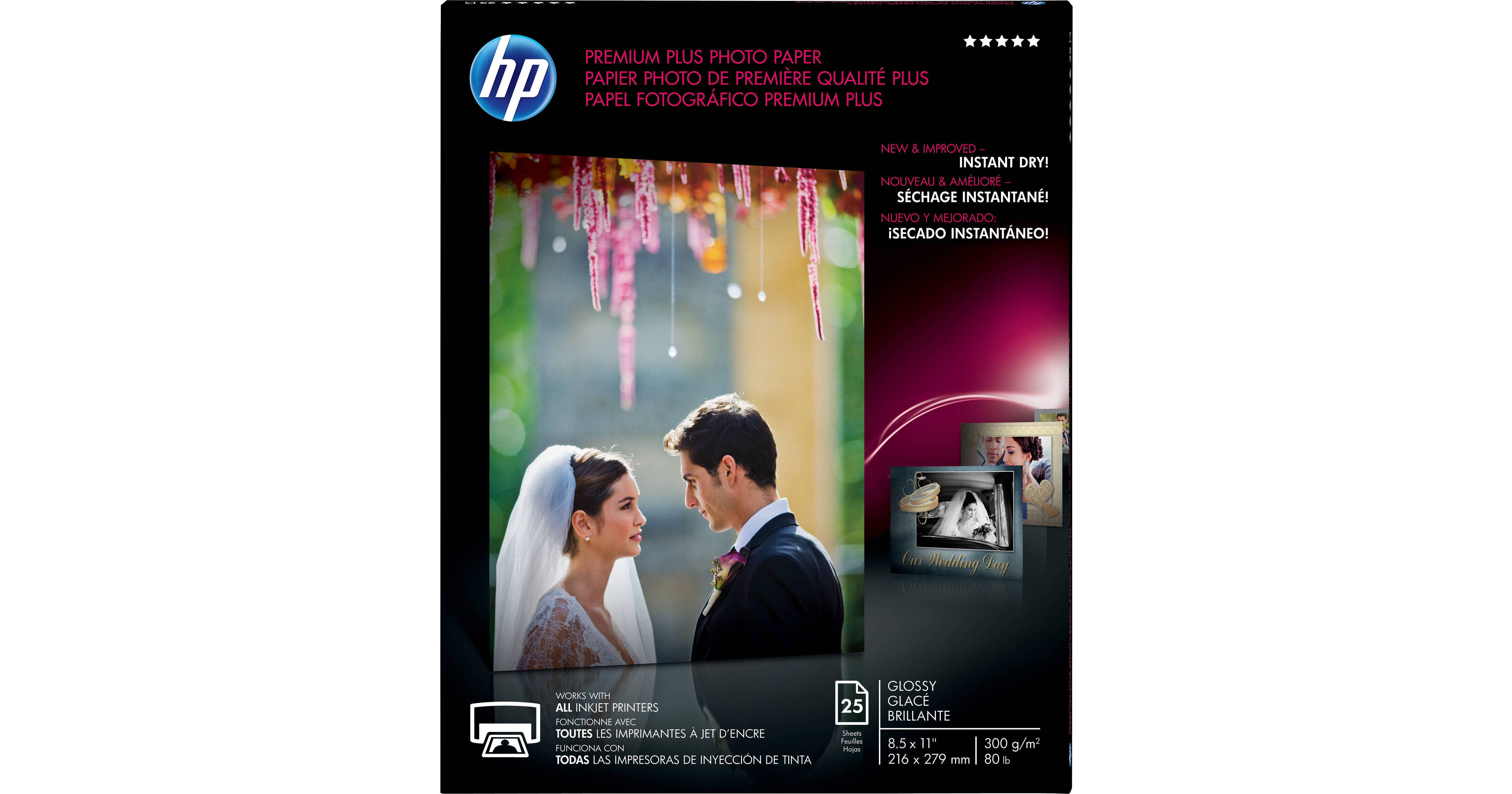 HP Premium Plus Photo Paper, Glossy (25 Sheets, 8.5 x 11")