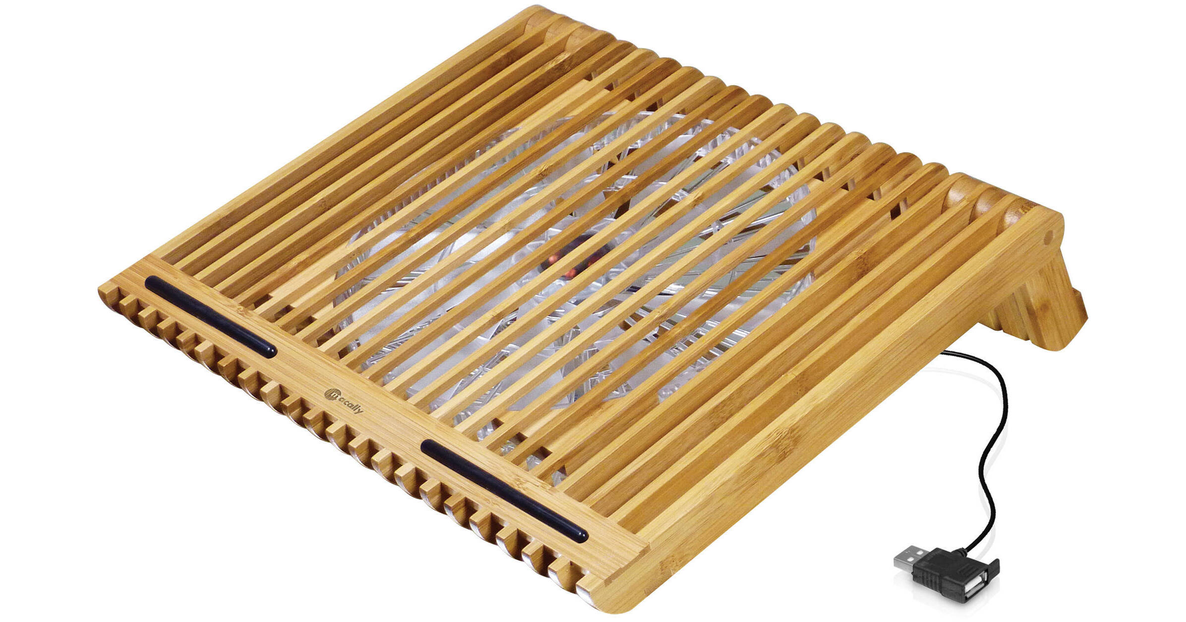 Macally Bamboo Cooling Stand With Extra Large USB Fan ECOFANXL