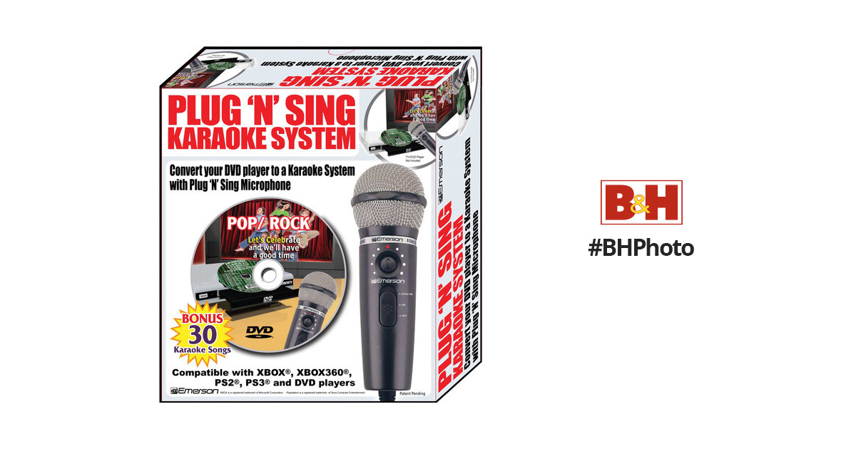 Emerson Plug N Sing Karaoke System 30 Pop/rock Karaoke Songs DVD