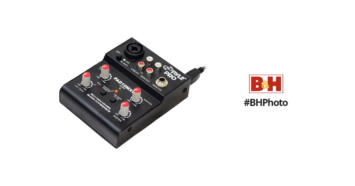 Pyle Pro PAD10MXU 2-Channel Mini Mixer with USB Audio Interface