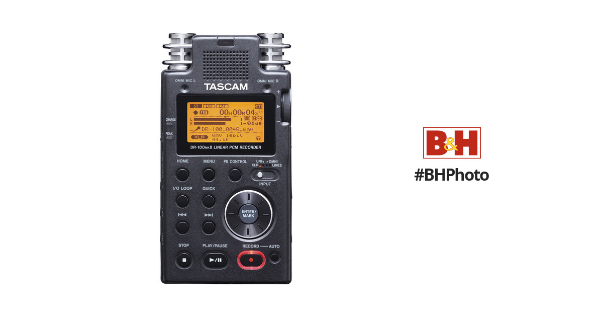 TASCAM DR-100mkII - Portable 2-Channel Linear PCM DR-100MKII B&H