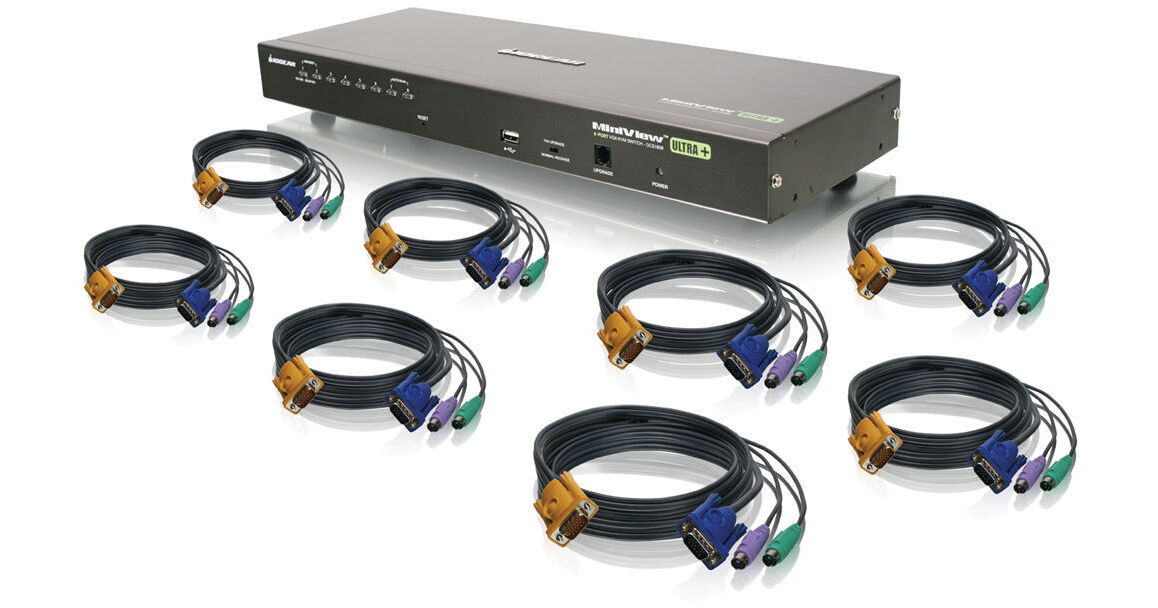 IOGEAR 8-Port USB PS/2 Combo KVM Switch Kit with Eight PS/2 KVM Cables and  One USB KVM Cable