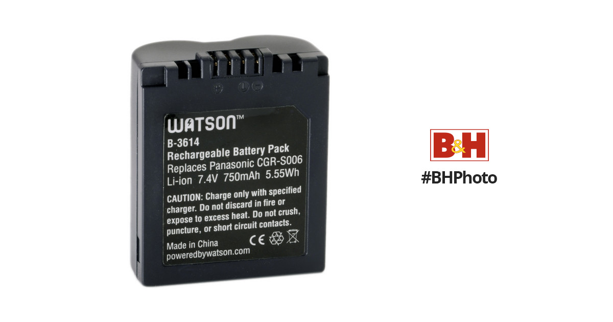 Rechargeable Ultra High Capacity 750 mAh - replacement for Panasonic CGR-S006 and Leica BP-DC5 Batteries CGA-S006 Lithium Battery 