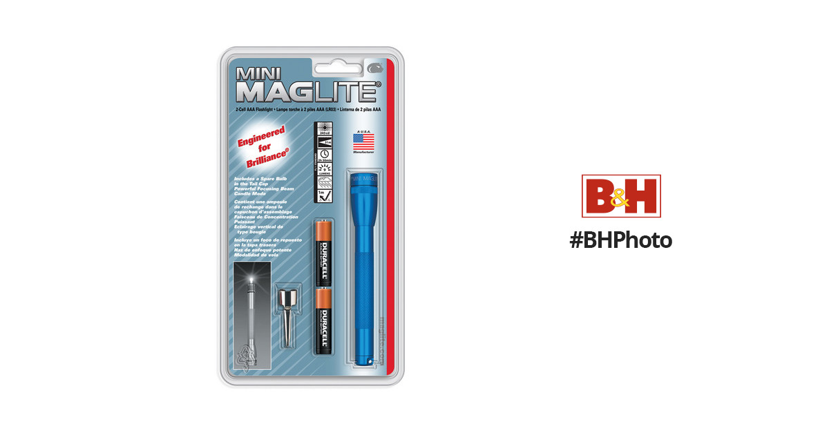 Maglite 116-565 Ultra Mini Maglite Noir Lampe W Clip et 2 Piles AAA 