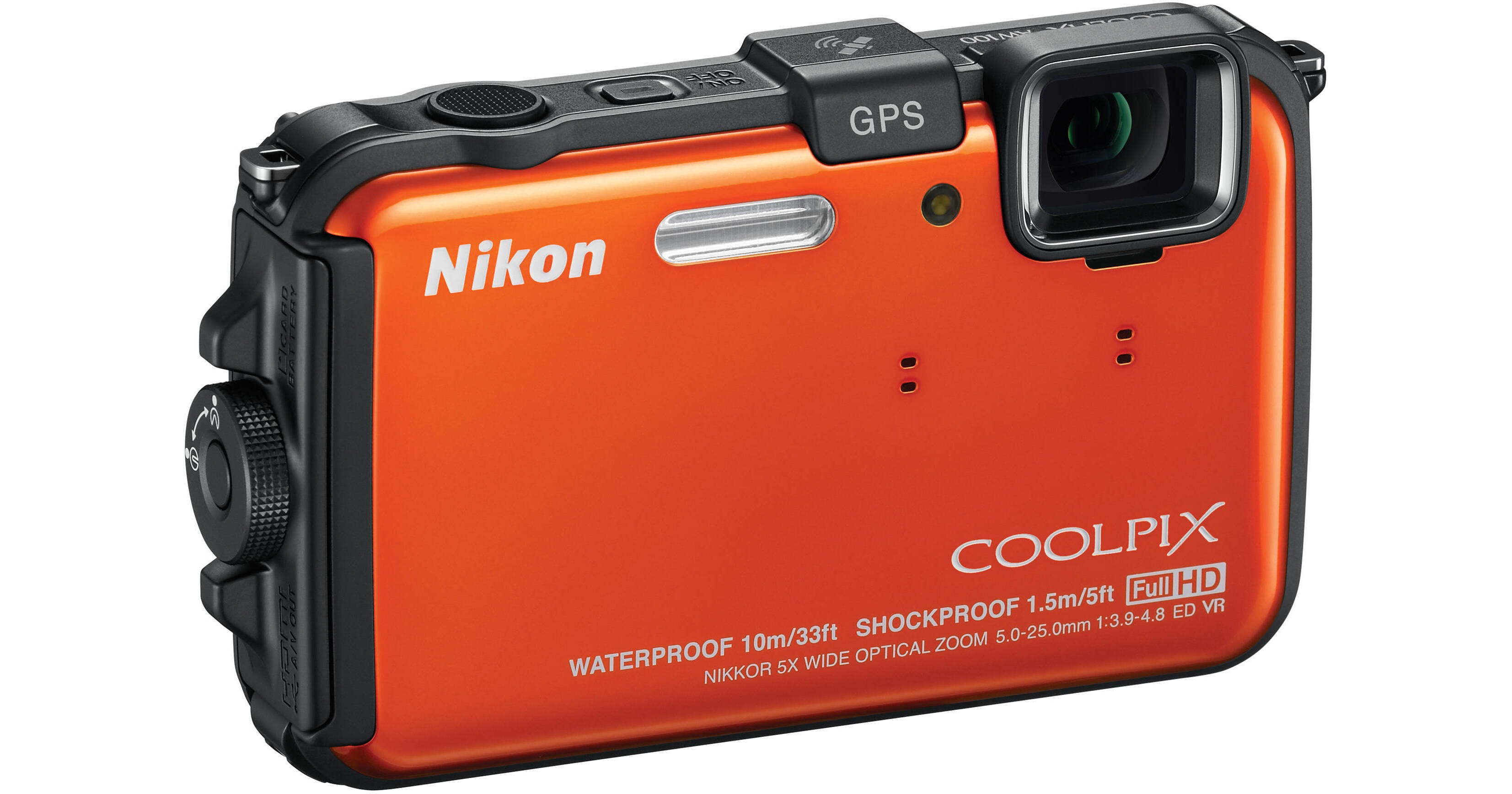 Used Nikon Coolpix Aw100 Waterproof Digital Camera Orange