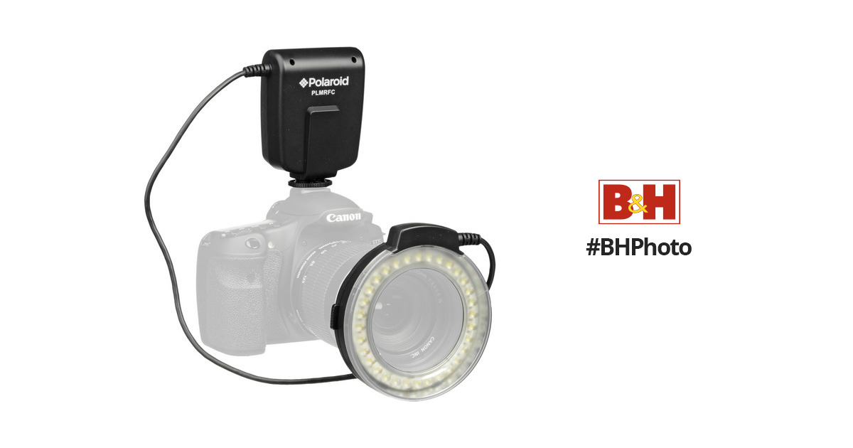Polaroid Leuchtring und Flash Macro mit 48 LED inklusive 4 Diffusoren transparent, Warming/Orange, Blau, Weiß 