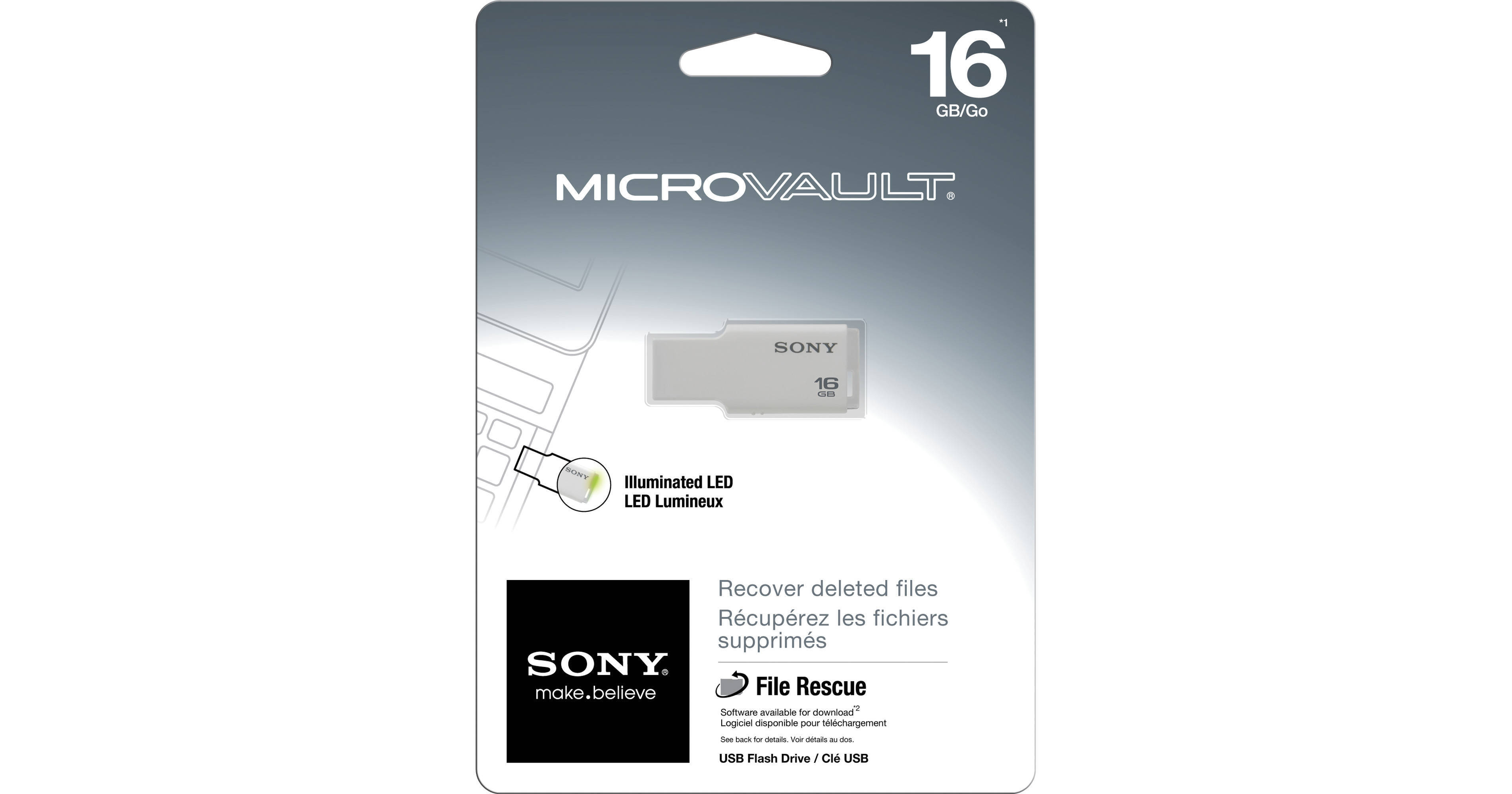 Sony 16GB Micro Vault USMM USB Flash Drive (White) USM16GM/W