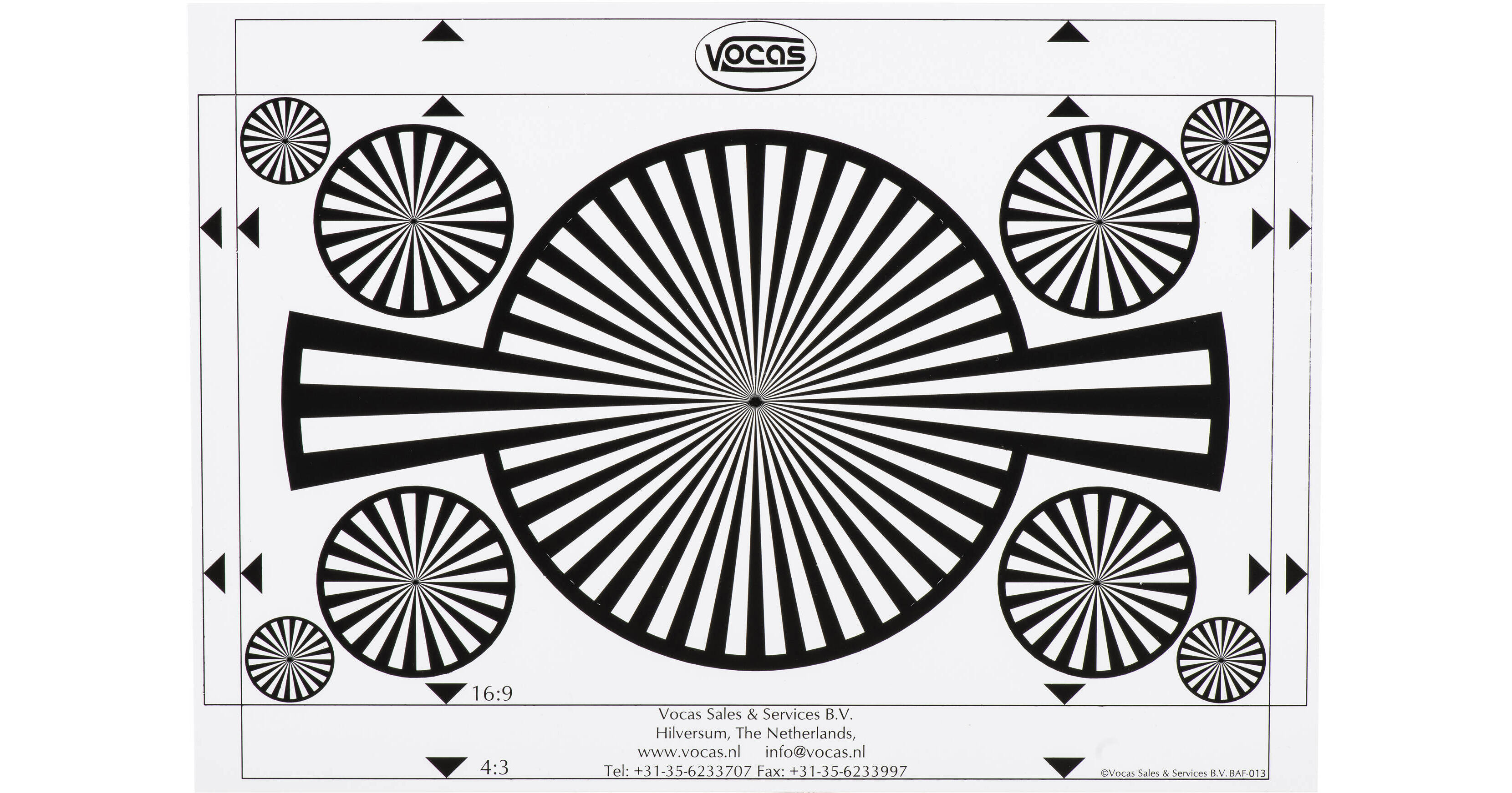 Vocas Backfocus Chart and White Card (A4) 04000009 B&H Photo