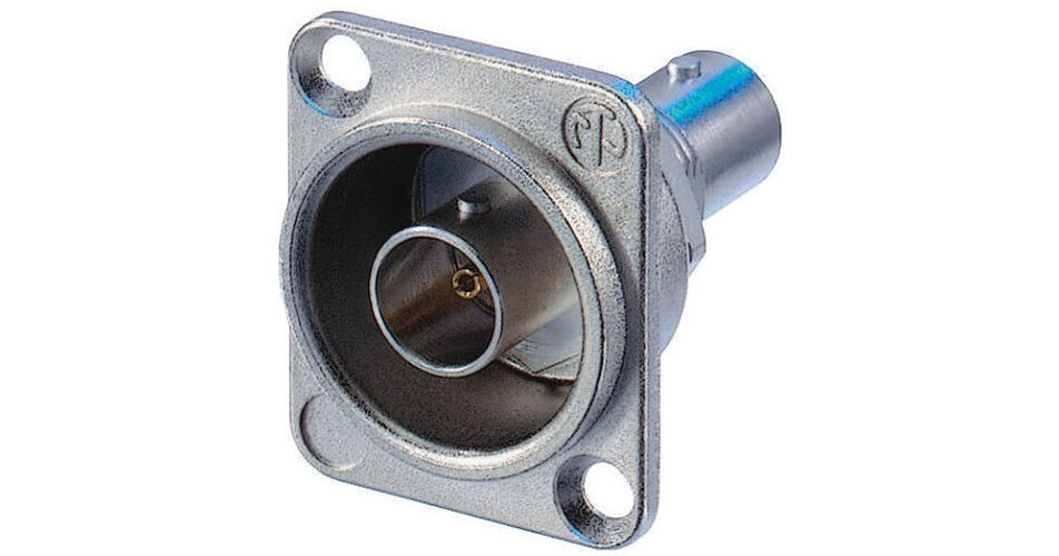 Neutrik Grounded BNC Chassis Connector with D-Shape Housing (Nickel)