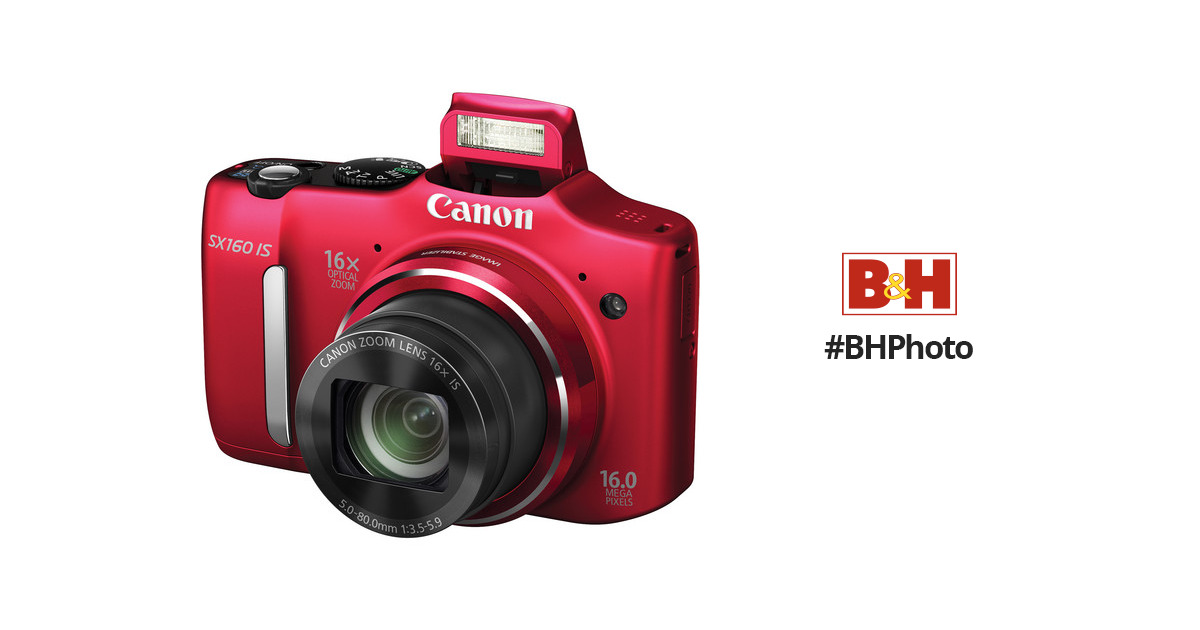 Cámara Digital Canon PowerShot SX160 IS, 16 Mpx, LCD 3, Roja -  6801B001AA/BA