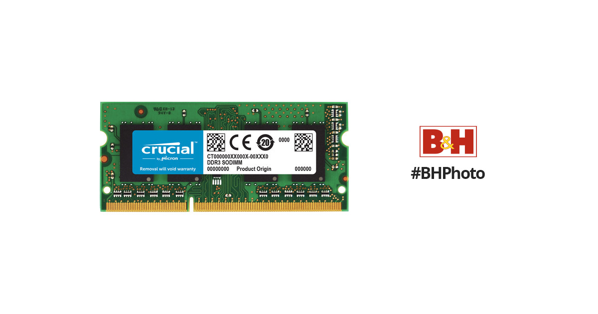 Crucial 8GB 204-pin SODIMM DDR3 PC3-10600 Memory CT8G3S1339M Bu0026H