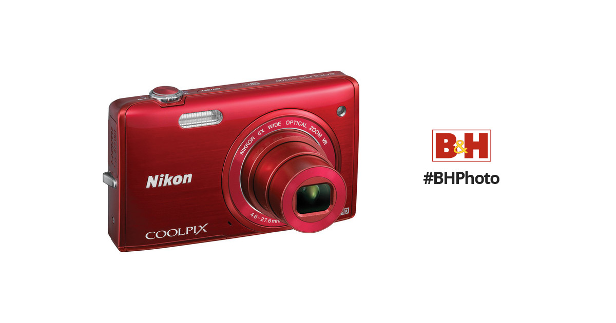 Nikon COOLPIX S5200 Digital Camera (Red) 26375 B&H Photo Video