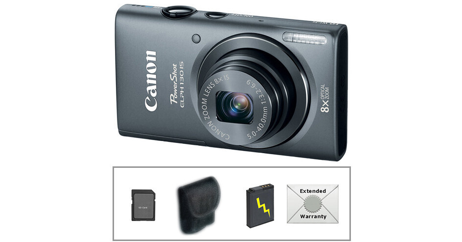 Canon PowerShot ELPH 130 IS Digital Camera Deluxe Kit (Gray)