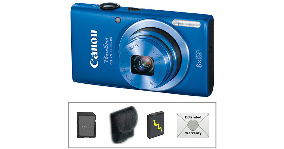 Canon PowerShot ELPH 115 IS Digital Camera Deluxe Kit (Blue)