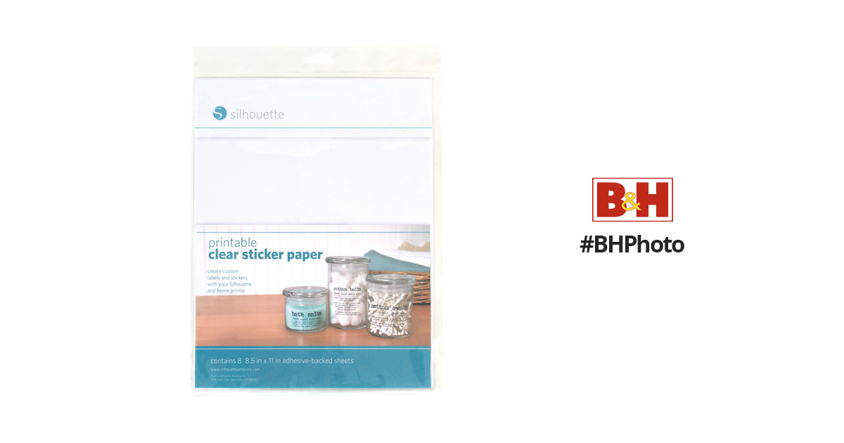 Silhouette Printable Clear Sticker Paper MEDIA-CLR-ADH-3T B&H