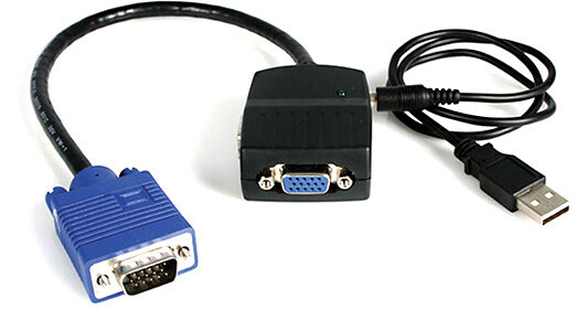 StarTech 2-Port VGA Video Splitter (Black, USB Powered) ST122LE