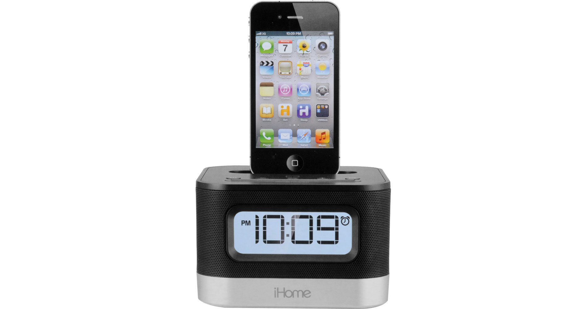iHome IP10B Stereo Alarm Clock Speaker and Charging Dock IP10B