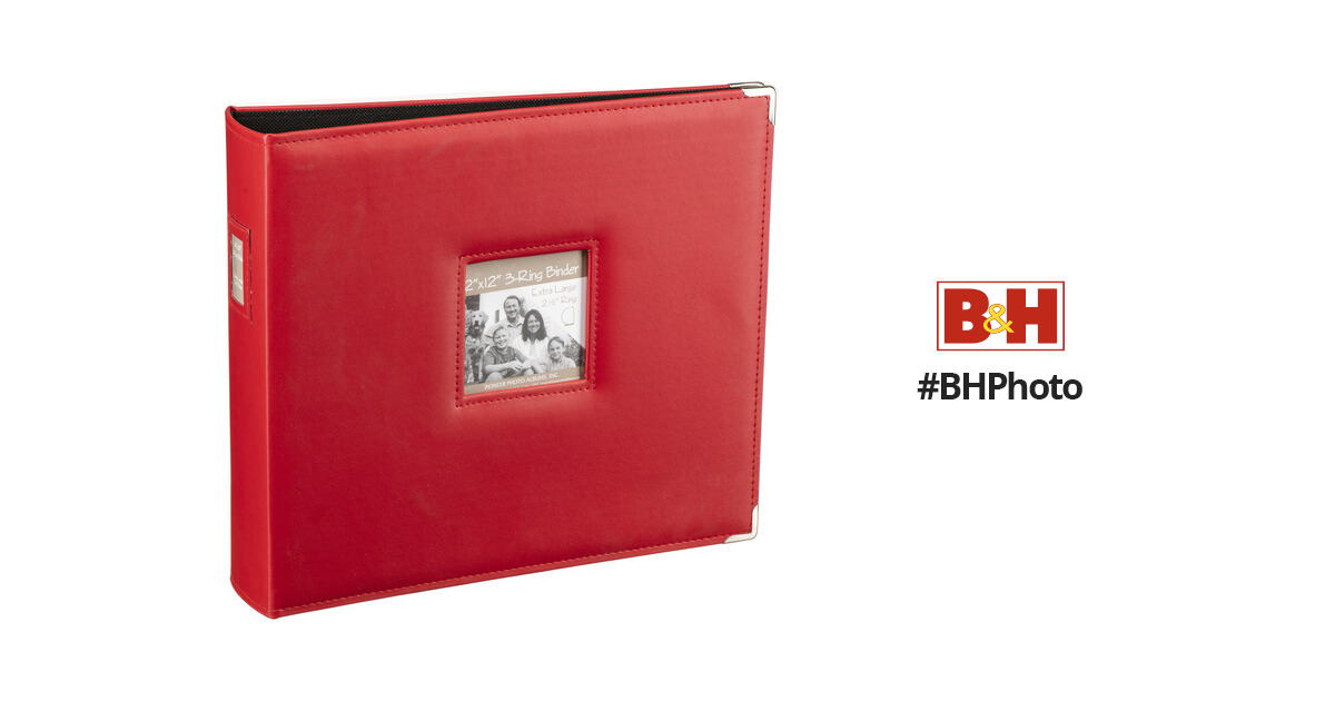 Pioneer Photo Albums T-12JF 12x12 3-Ring Binder Sewn Leatherette Silver  Tone Corner Scrapbook (Red)
