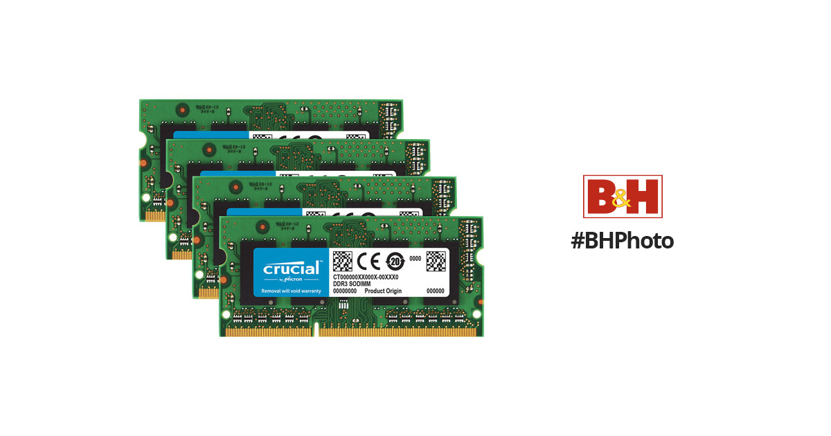 Crucial 32GB (4 x 8GB) 204-Pin SODIMM DDR3 PC3-12800 Memory for