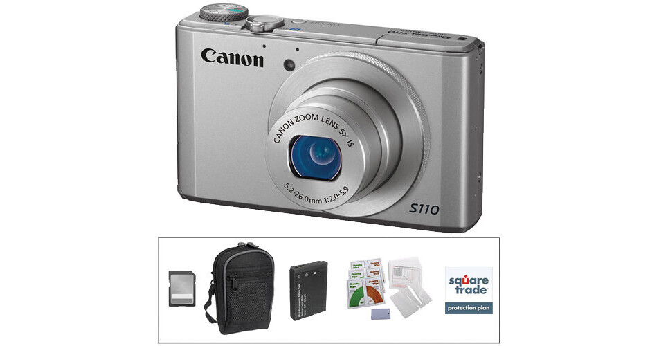 Canon PowerShot S110 Digital Camera Deluxe Kit (Silver) B&H