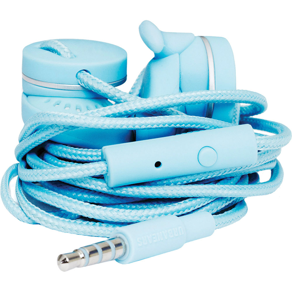 light blue earphones