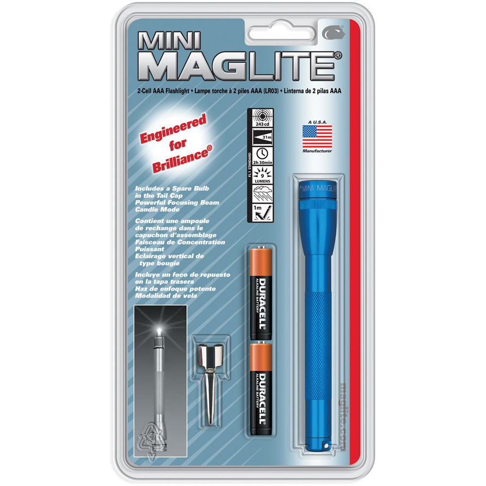 Maglite Mini Maglite 2 Cell a Flashlight With Clip Gray