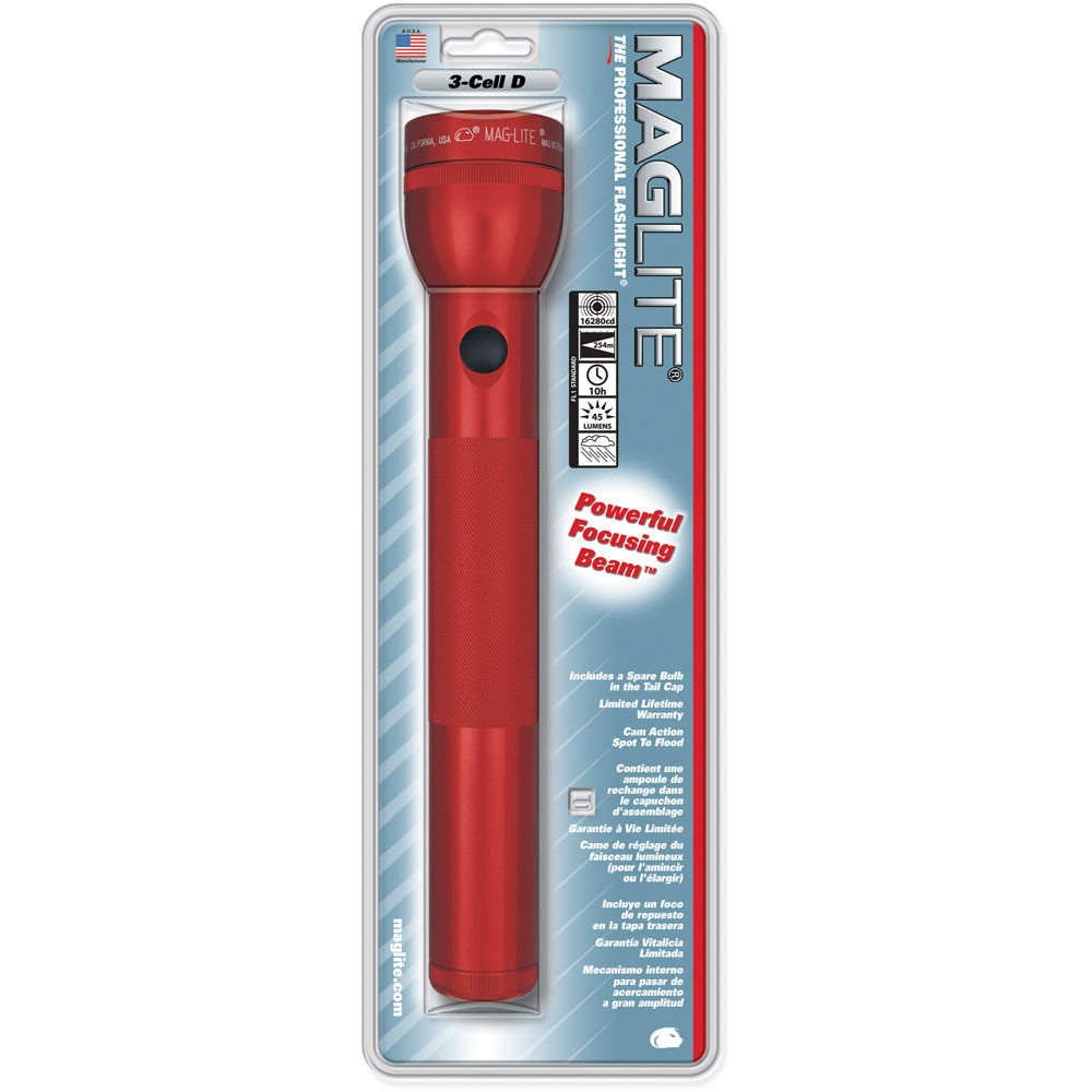 Maglite 3 Cell D White Star Flashlight Red S3d036 B H Photo