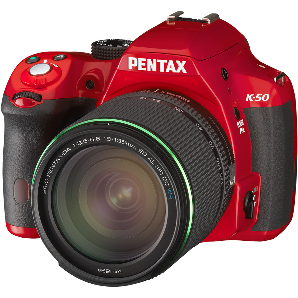 Pentax K 50 Dslr Camera With 18 135mm Lens Red B H Photo