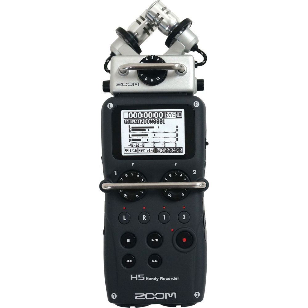 Zoom H5 Four-Track Portable Recorder with Samson headphones