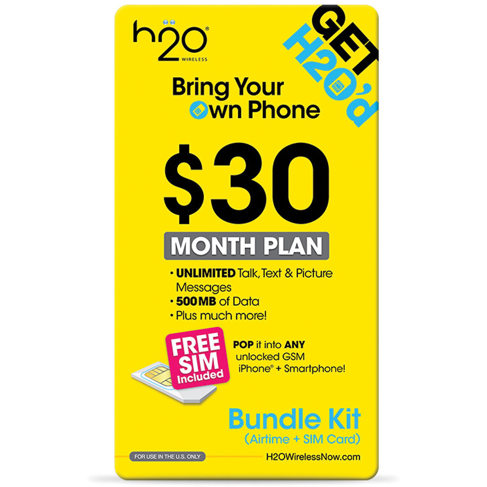 H2o Wireless 30 Monthly Unlimited Plan And Dual Sim Card Starter Kit