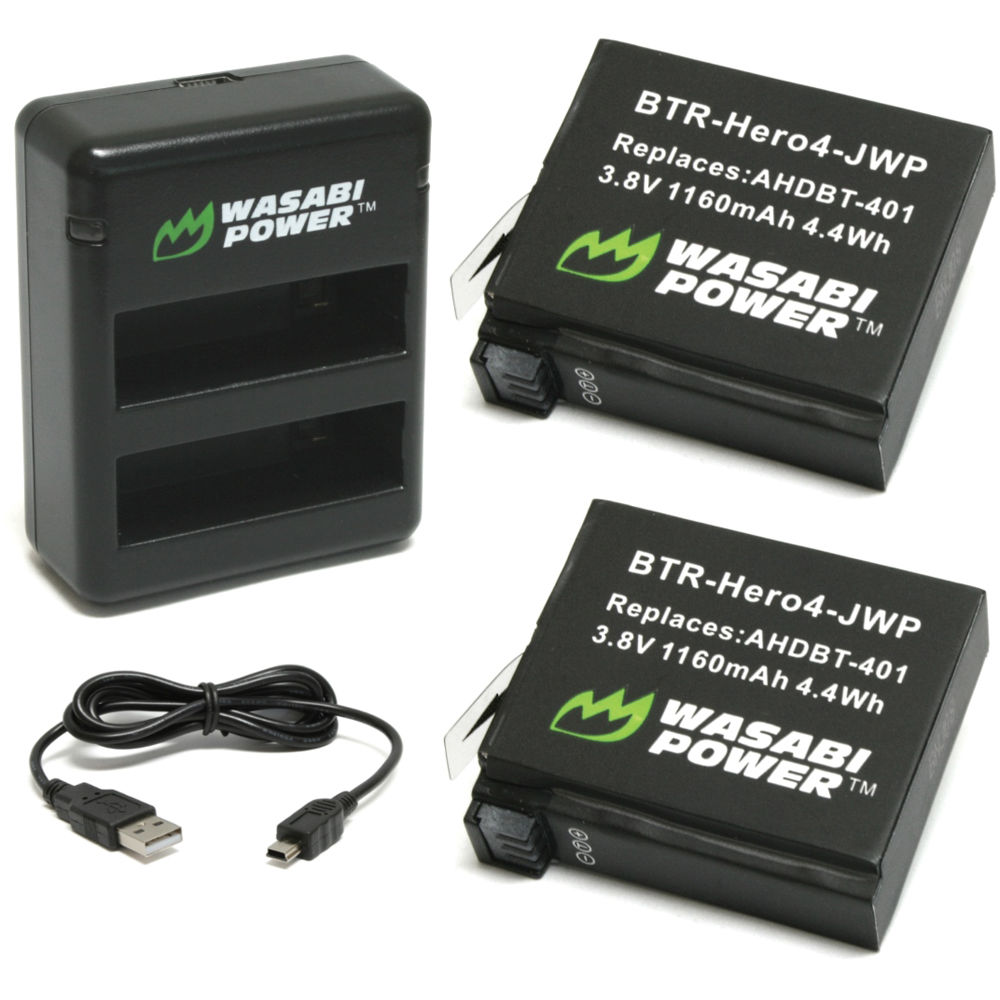 Wasabi Power Dual Charger With Two Batteries Kit Bb Hero4 B H
