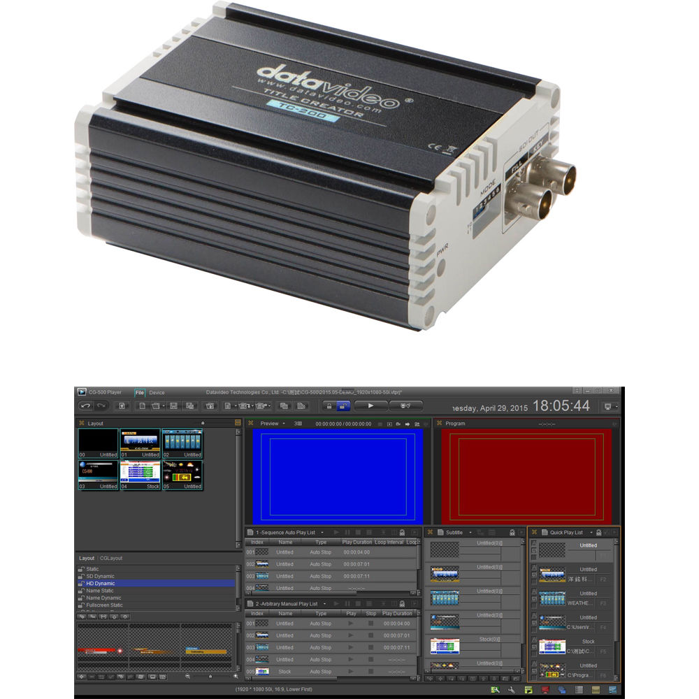 Datavideo Cg 500tc Kit With Cg 500 Hd Sd Graphics Cg 500tc Kit